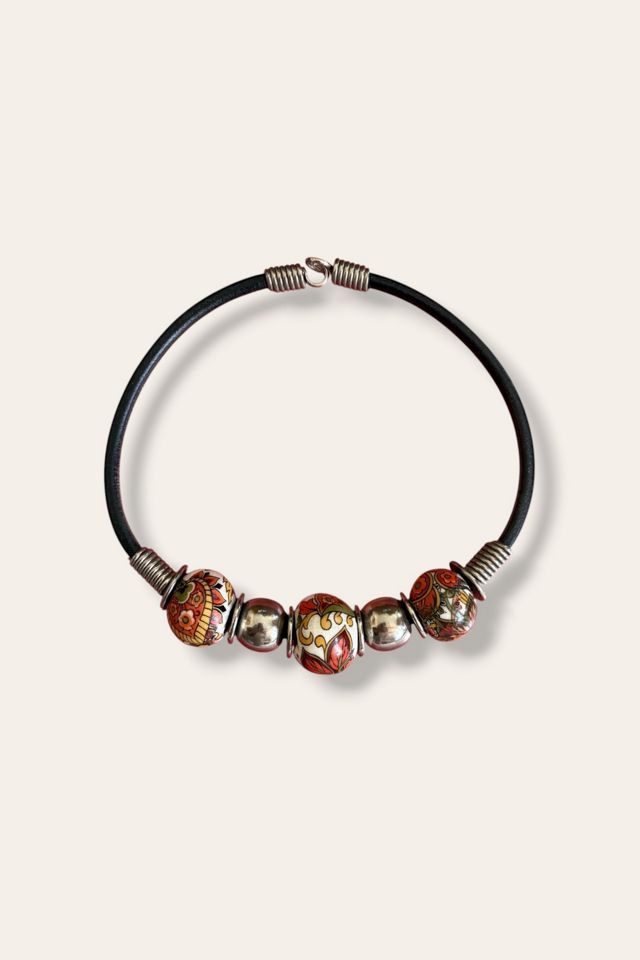 Y2K Chunky Bead Leather Cord Necklace Selected By Afterlife Boutique #3