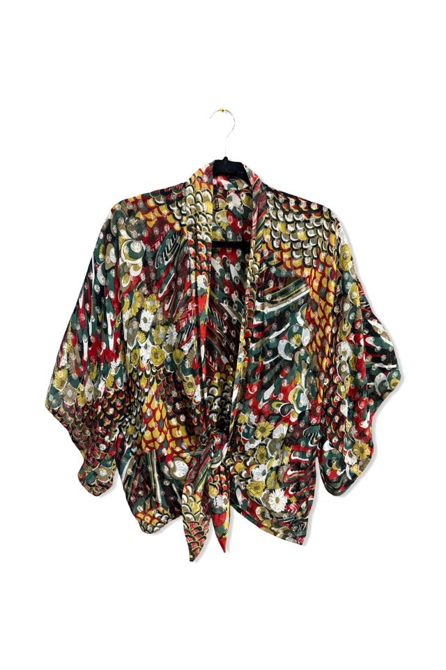 1970s Lurex Print Disco Era Chiffon Tie Top Selected By Ritual Vintage #1