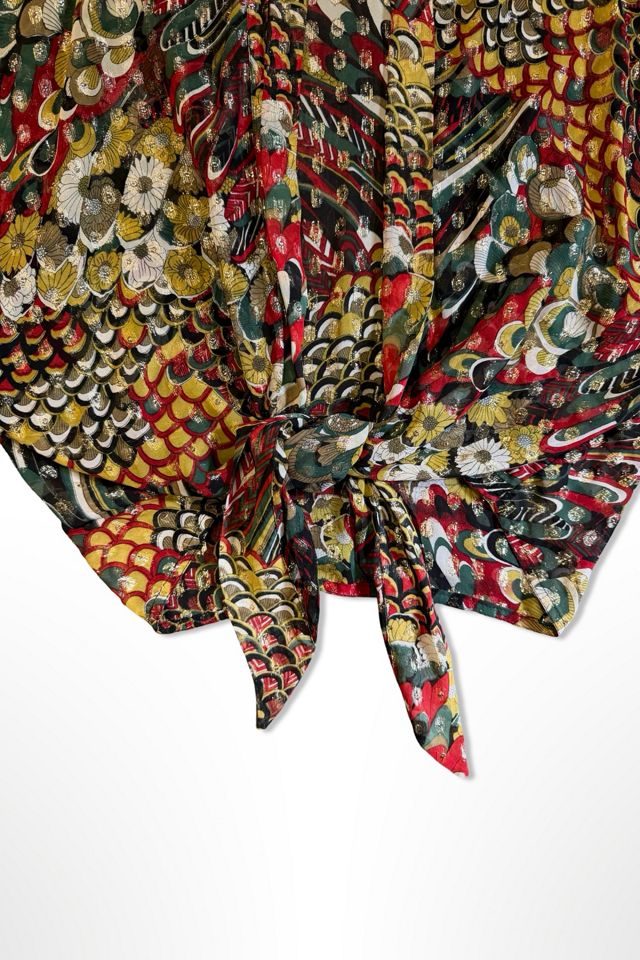 1970s Lurex Print Disco Era Chiffon Tie Top Selected By Ritual Vintage #3