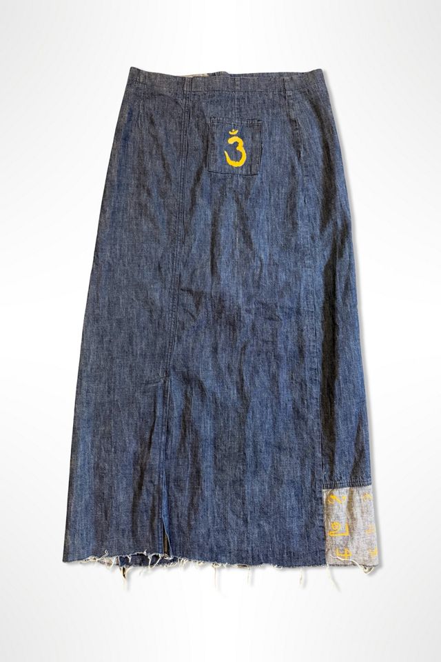 Y2K Euro Patchwork Denim Graphic Midi Skirt Selected By Ritual Vintage #1