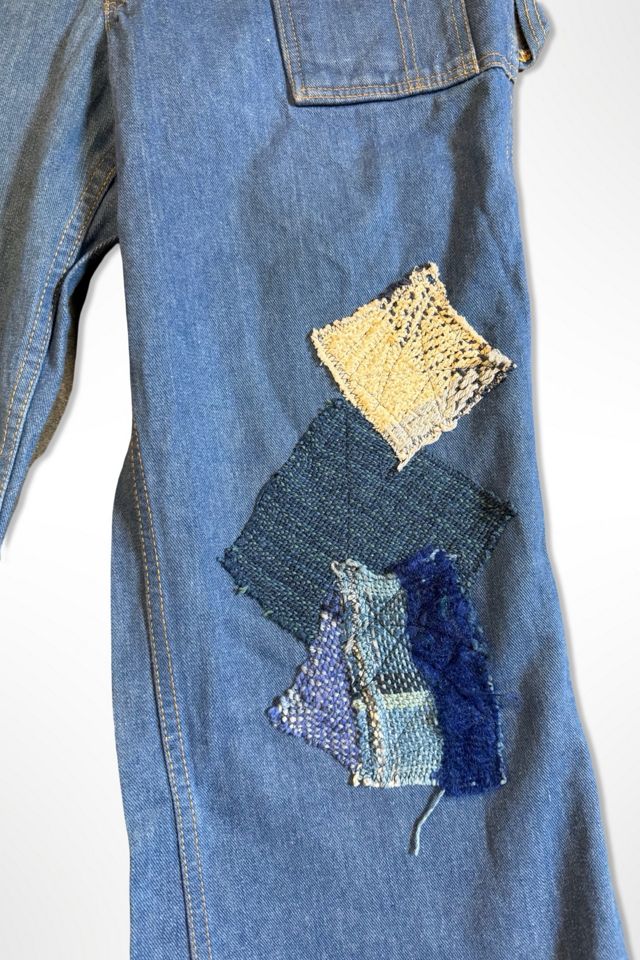 1970s Denim Custom Patchwork Flare Overalls Selected By Ritual Vintage #2