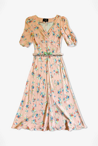 Y2K Does 1930s Deco Floral Rayon Midi Dress Selected By Ritual Vintage