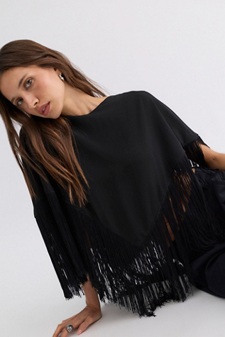 Understated Leather Sun Down Poncho Top by Free People