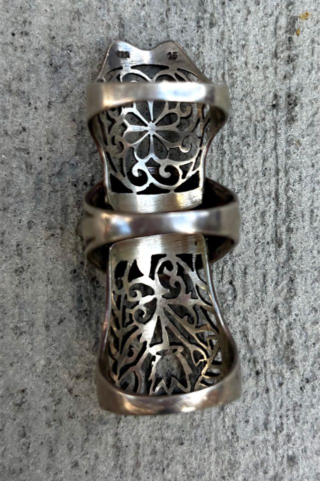 Gothic Sterling Silver Handmade Filagree Jointed Armour Ring Selected ...