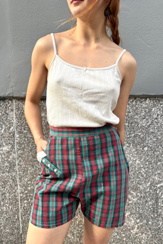Vintage 1950’s Buckle Back Plaid Shorts Selected by Nomad Vintage