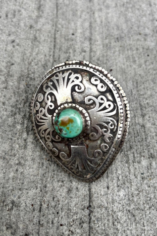Vintage Ethnic Silver & Turquoise Teardrop Ring Selected by Nomad Vintage