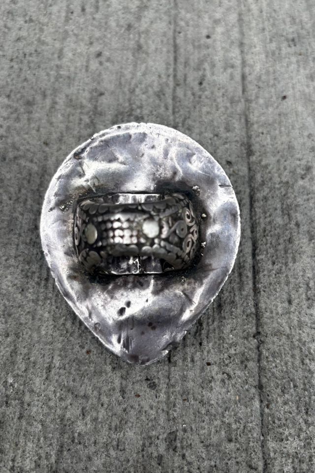 Vintage Ethnic Silver & Turquoise Teardrop Ring Selected by Nomad Vintage #2