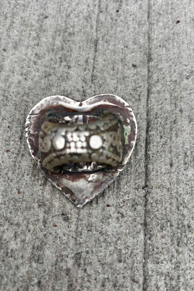Vintage Ethnic Silver & Turquoise Heart Ring Selected by Nomad Vintage #2