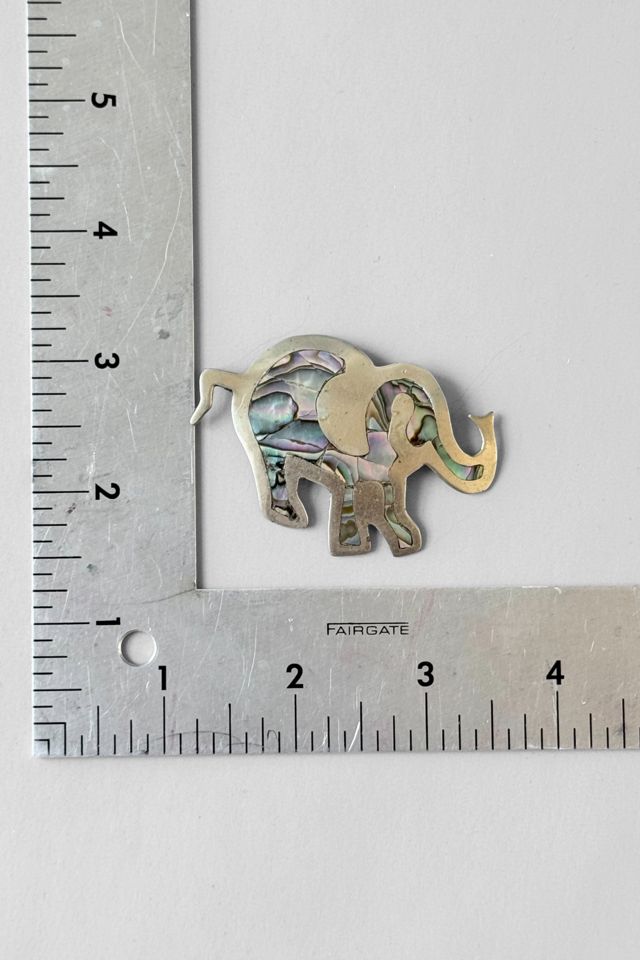Vintage Alpaca Mexico Abalone Shell Elephant Brooch Selected by MARMALADE #2