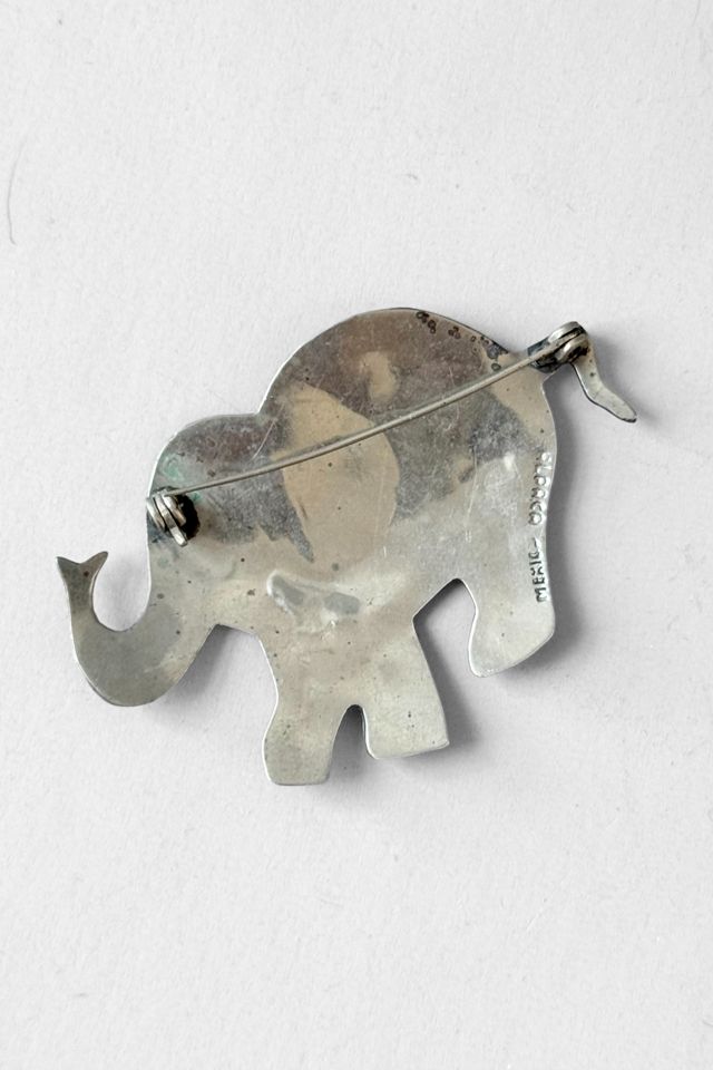 Vintage Alpaca Mexico Abalone Shell Elephant Brooch Selected by MARMALADE #3