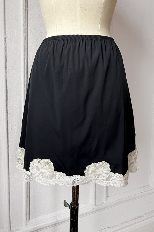 60s Vintage Black and White Lace Slip Skirt Selected by MARMALADE #2