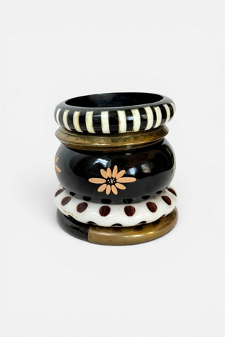 Graphic Stack of 5 Vintage Bangle Bracelets Selected by MARMALADE