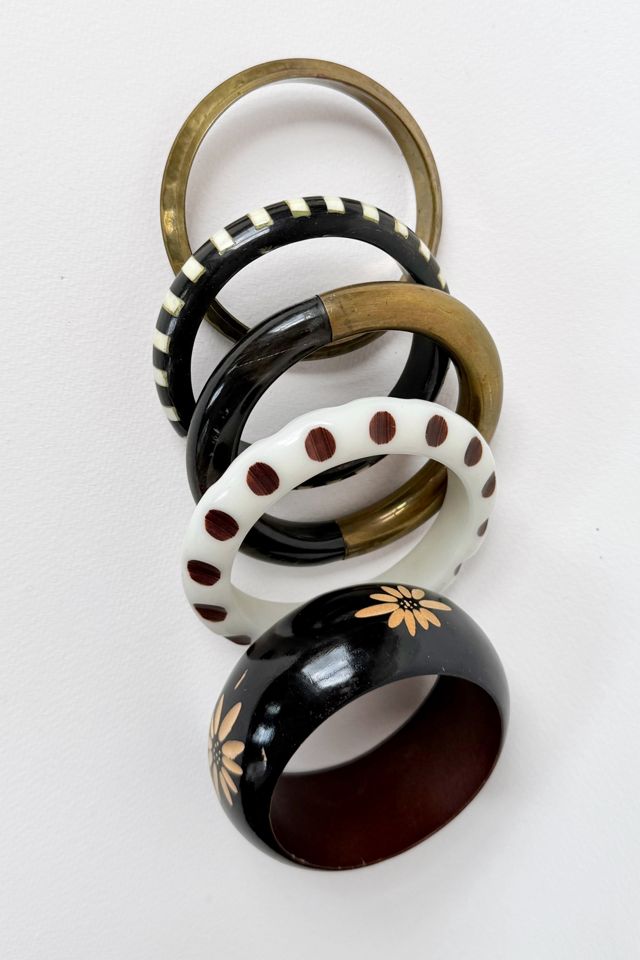Graphic Stack of 5 Vintage Bangle Bracelets Selected by MARMALADE #1