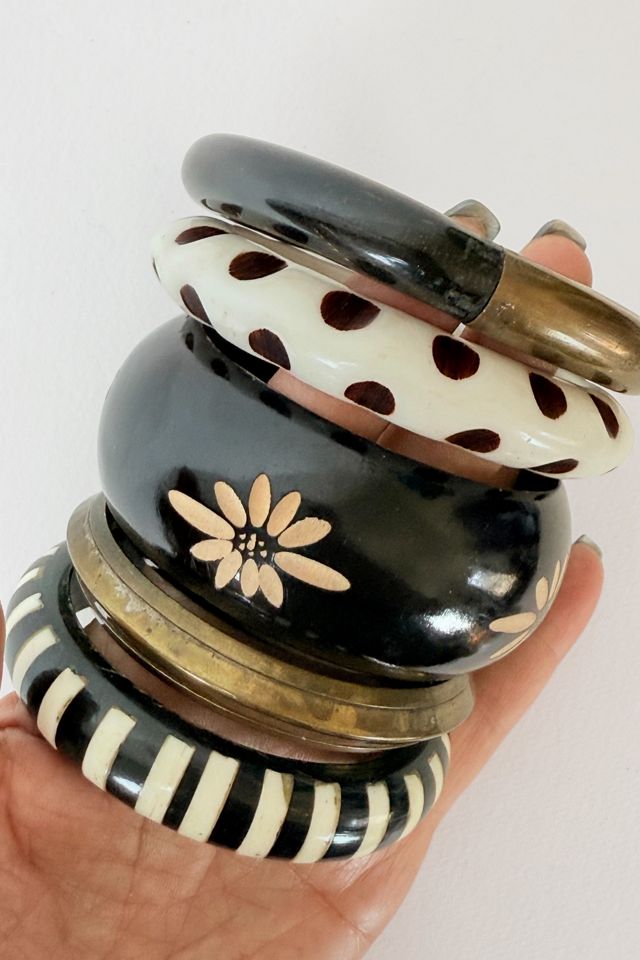Graphic Stack of 5 Vintage Bangle Bracelets Selected by MARMALADE #3