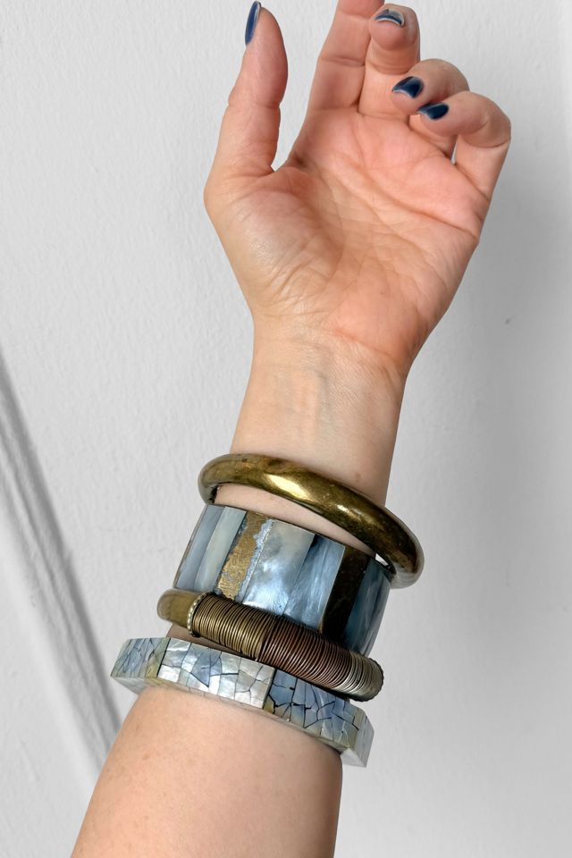 Vintage Boho Shell Brass Vintage Bangles Stack of 4 Selected by MARMALADE #2