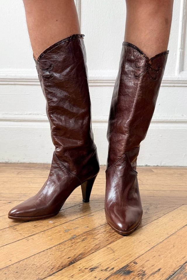 80s Cone Heel Leather Western Boots Selected by MARMALADE #2