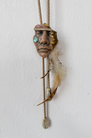 Vintage Ceramic and Feather Tearful Bolo Tie Selected by MARMALADE