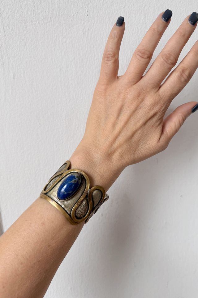 Vintage 80s Boho Signed Artisan Brass Cuff Selected by MARMALADE #2