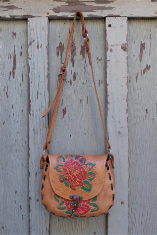 1970's Painted Tooled Leather Bag Selected by Garbage Soup