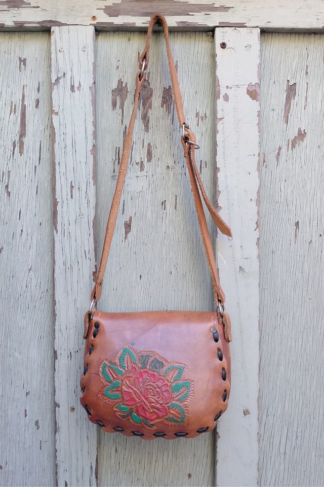 1970's Painted Tooled Leather Bag Selected by Garbage Soup #1