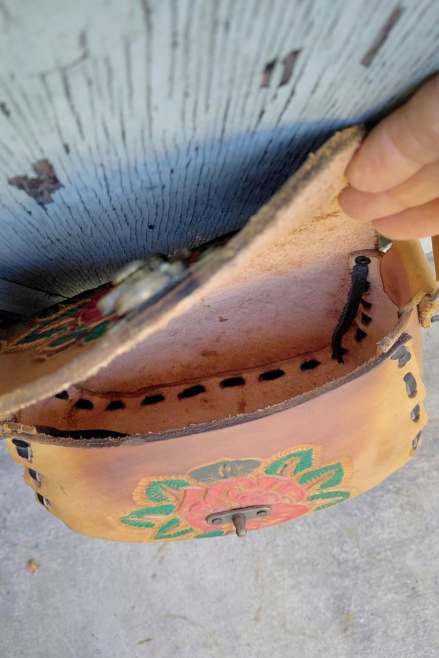 1970's Painted Tooled Leather Bag Selected by Garbage Soup #2