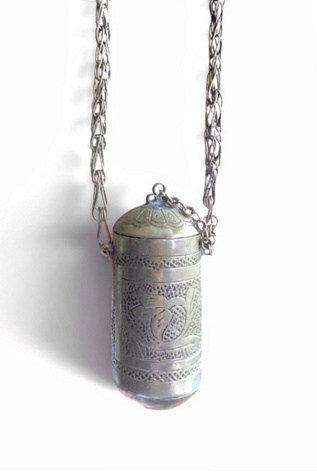 Vintage Etched Metal Case Necklace Selected by Garbage Soup