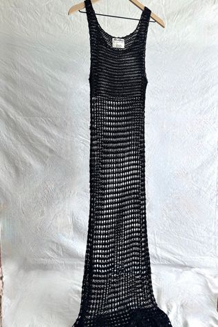 Vintage 1990s Black Crochet Maxi Dress Selected by Grievous Angel Vintage