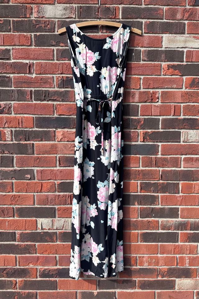 Vintage 1990s Black Floral Rayon Dress Selected by Grievous Angel Vintage #3