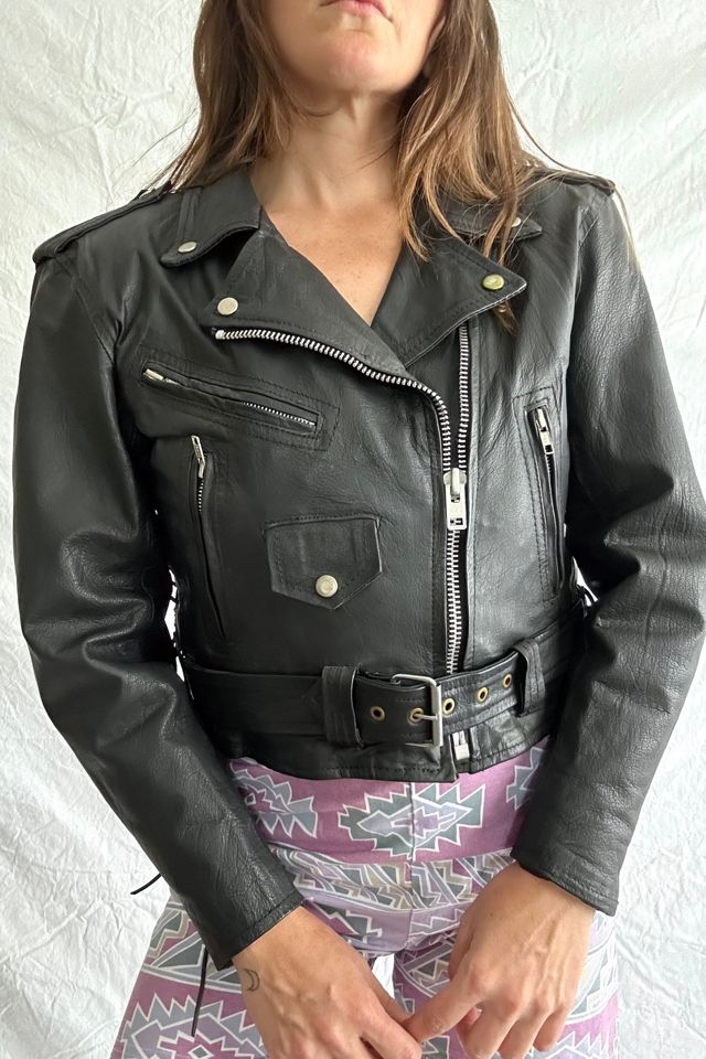 Vintage 1980s Cropped Leather Biker Jacket Selected by Grievous Angel Vintage #1