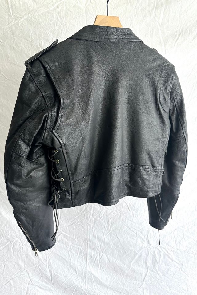 Vintage 1980s Cropped Leather Biker Jacket Selected by Grievous Angel Vintage #2