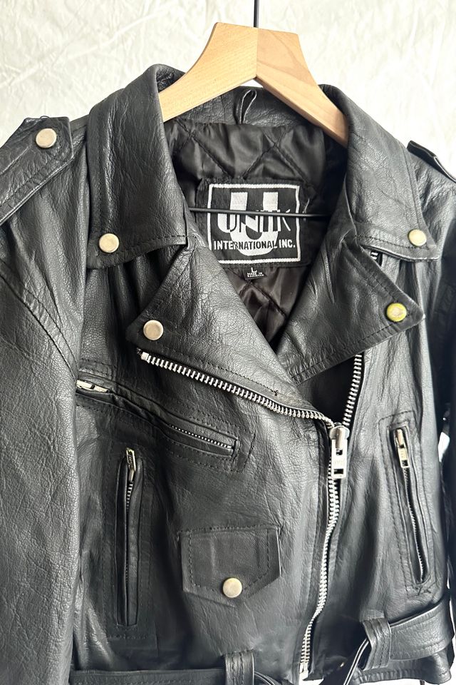 Vintage 1980s Cropped Leather Biker Jacket Selected by Grievous Angel Vintage #3