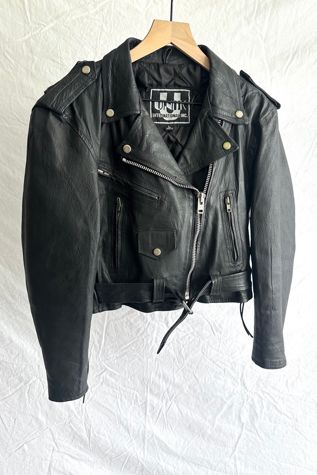 Vintage 1980s Cropped Leather Biker Jacket Selected by Grievous Angel Vintage