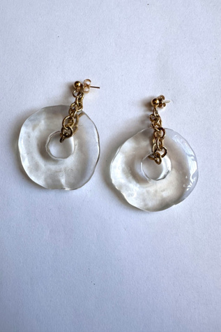 Vintage Clear Acrylic and Gold Tone Earrings Selected by Grievous Angel Vintage