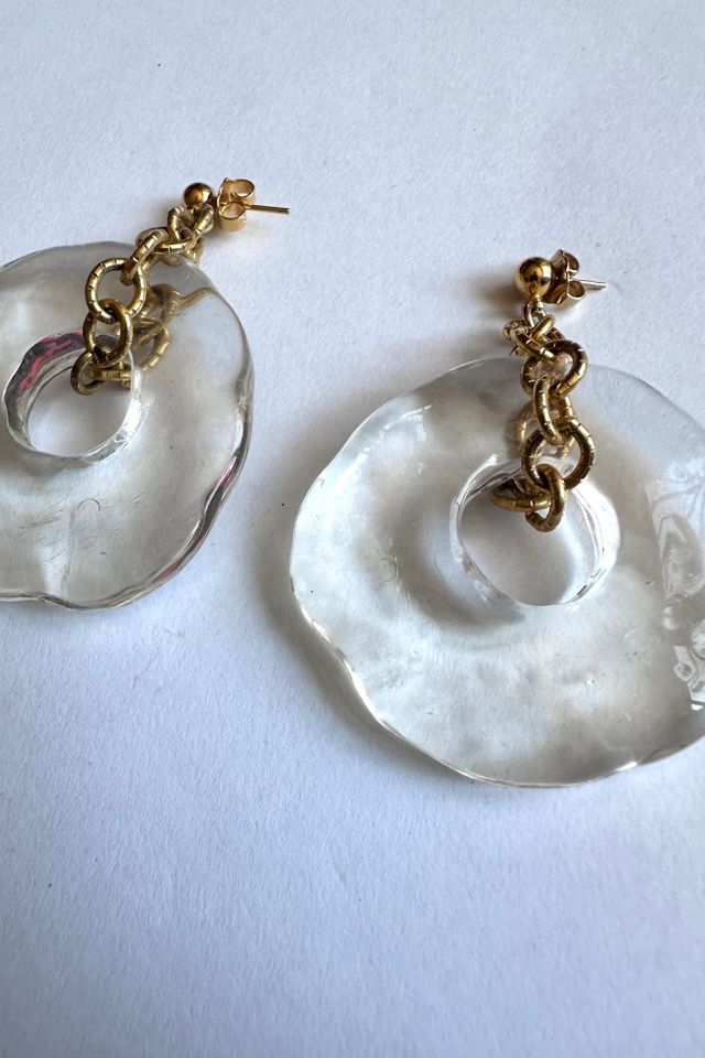Vintage Clear Acrylic and Gold Tone Earrings Selected by Grievous Angel Vintage #1