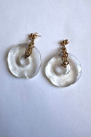 Vintage Clear Acrylic and Gold Tone Earrings Selected by Grievous Angel Vintage