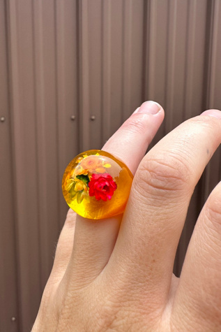 Vintage Floral Lucite Dome Ring Selected by Grievous Angel Vintage