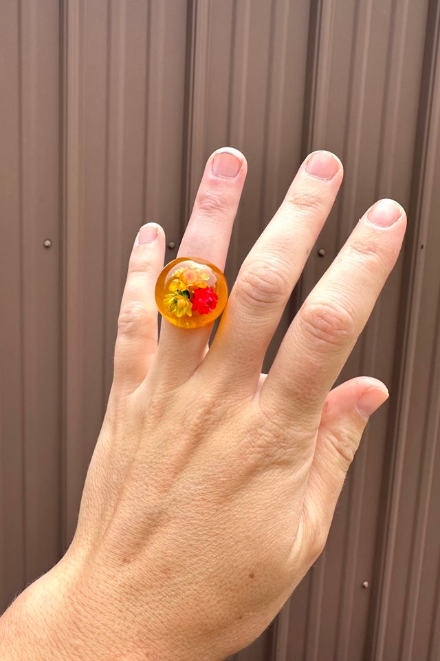 Vintage Floral Lucite Dome Ring Selected by Grievous Angel Vintage #1
