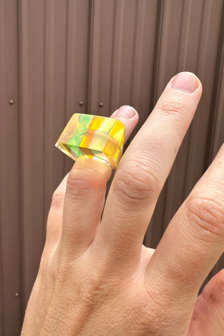 Vintage Stripe Lucite Geometric Ring Selected by Grievous Angel Vintage