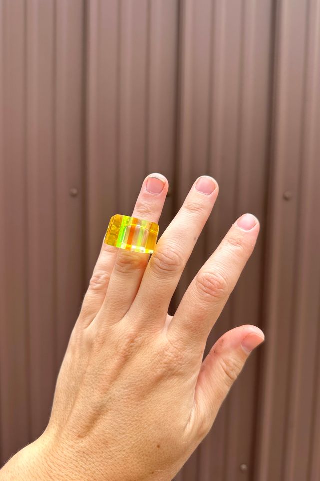 Vintage Stripe Lucite Geometric Ring Selected by Grievous Angel Vintage #1