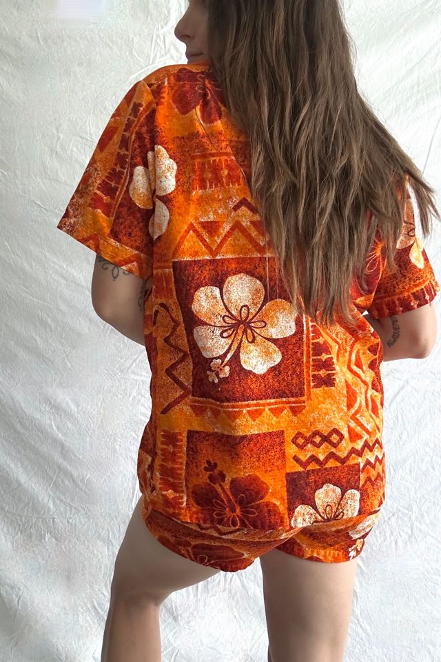Vintage 1960s Orange Hawaiian Floral Set Selected by Grievous angel Vintage #1