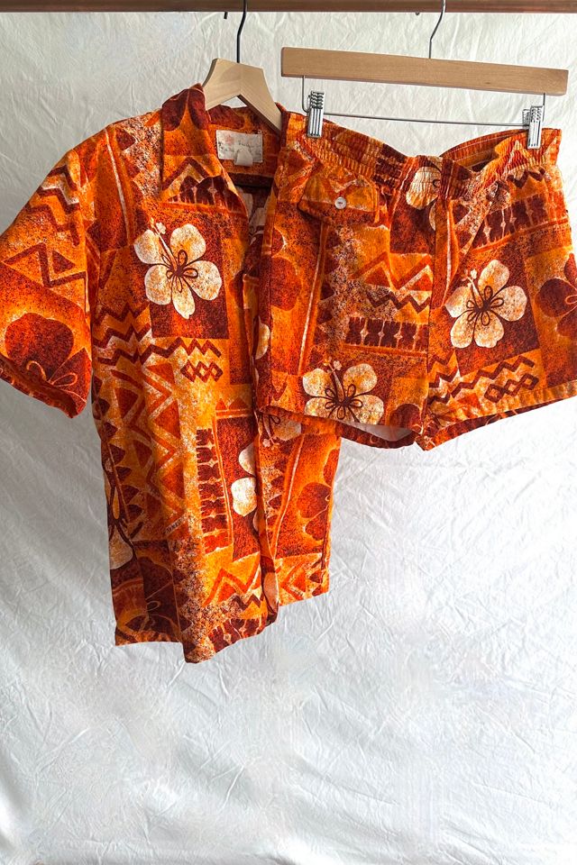 Vintage 1960s Orange Hawaiian Floral Set Selected by Grievous angel Vintage #2