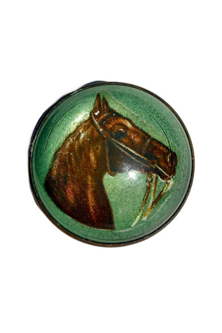 Antique Green Horse Rosette Pin Brooch Selected by Lux Revival