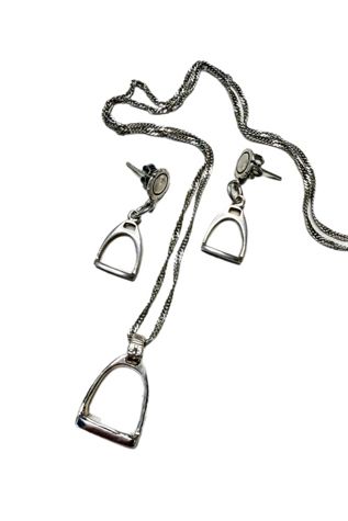 Vintage Sterling Equestrian Stirrup Necklace + Earring Set Selected by Lux Revival