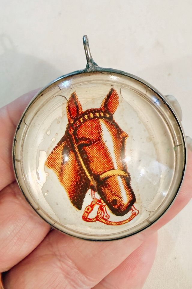 Antique Glass Horse Rosette Pendant Selected by Lux Revival #1