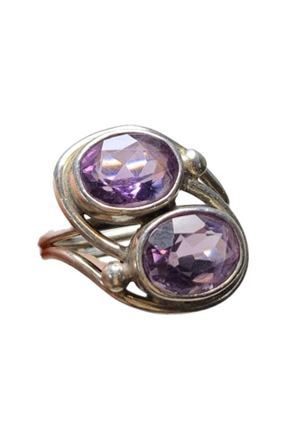 Vintage Sterling + Double Amethyst Ring Selected by Lux Revival