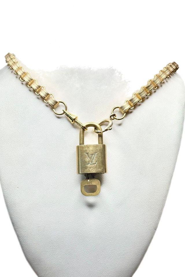Vintage 1990s LV Padlock + Key with Bookchain Necklace Selected by Lux Revival #2