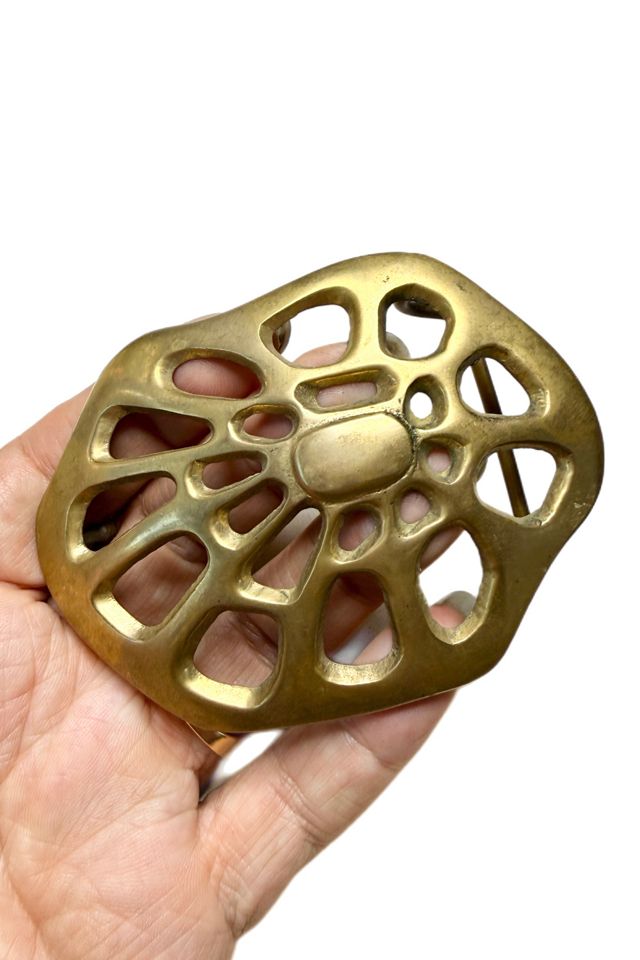 Vintage 1960s Abstract Belt Buckle Solid Brass Selected by Lux Revival #1