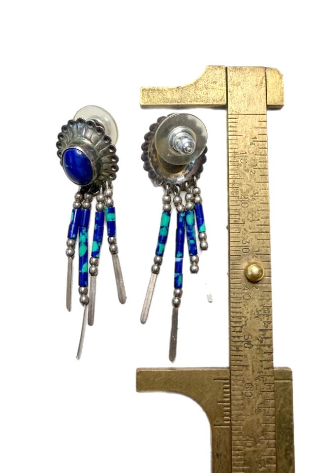 Vintage Sterling + Blue Bead Fringe Earrings Selected by Lux Revival #2