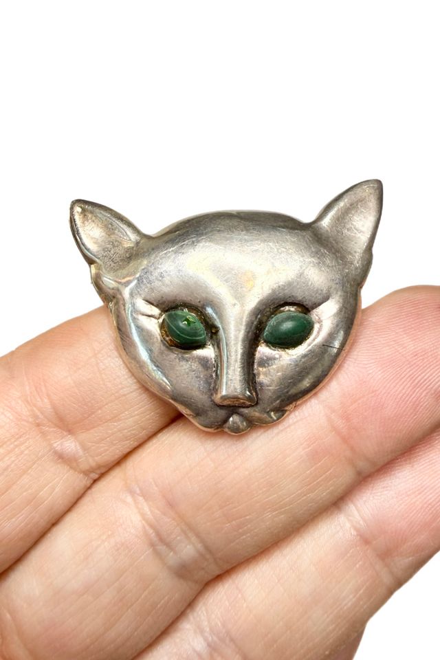 Vintage 1950s Taxco Sterling Silver Cat Pin Brooch Selected by Lux Revival #1