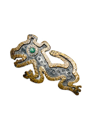 Vintage Sterling + Copper Primitive Dog Pin Brooch Selected by Lux Revival